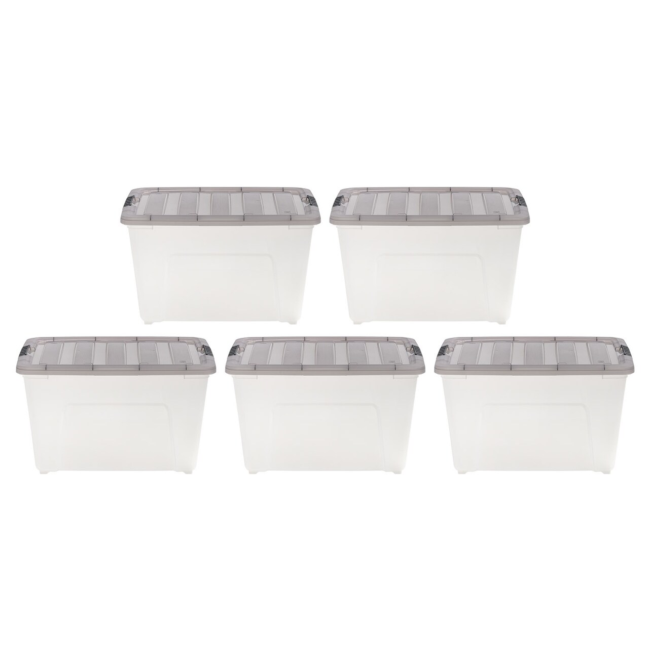IRIS USA 53 Quart Stack & Pull Clear Storage Box, Gray, 5 Pack
